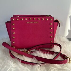 Michael Kors magenta pink stud crossbody bag